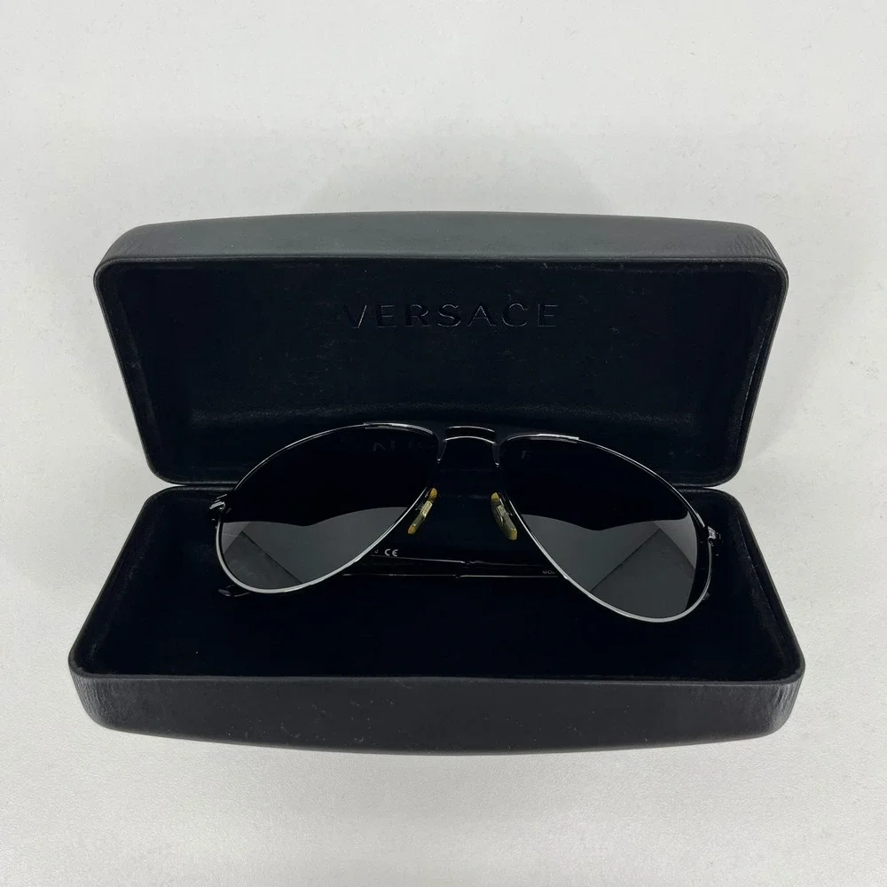 Versace Aviator Sunglasses Gunmetal Greek Key Mod 2164 1001/87 60-15 140 3N